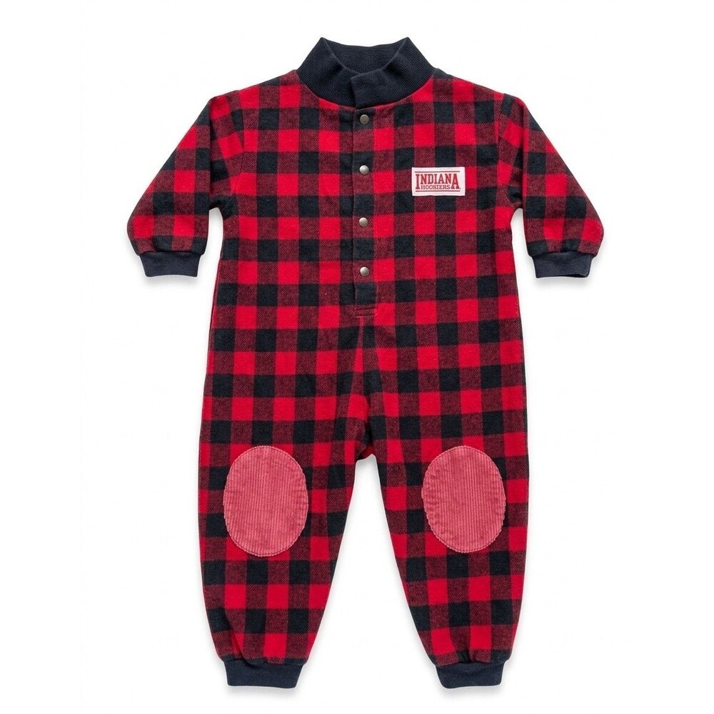 Lil' Fan Indiana Hoosiers Plaid Flannel Long Sleeve Snap One-Piece 24M 82845